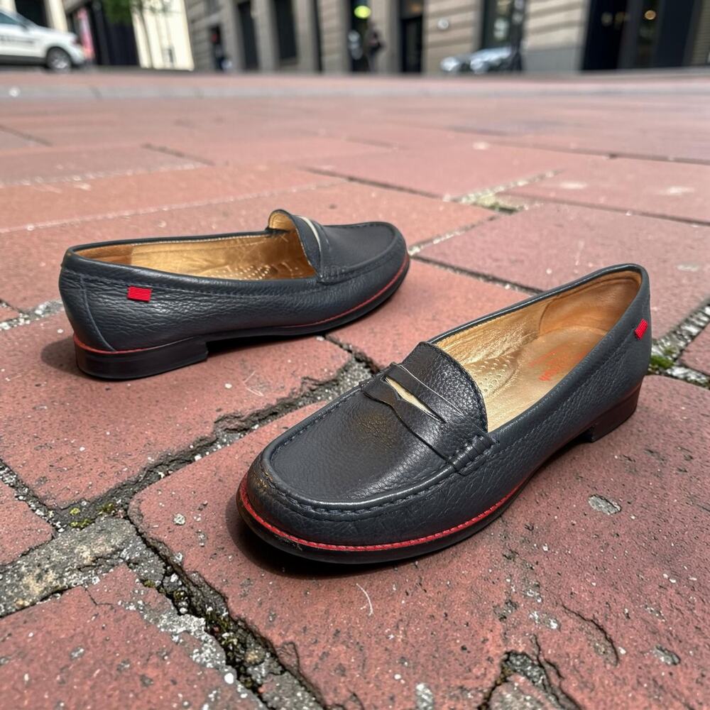 Marc Joseph New York Women's 8 Navy Blue East Village Leather Penny Loafers